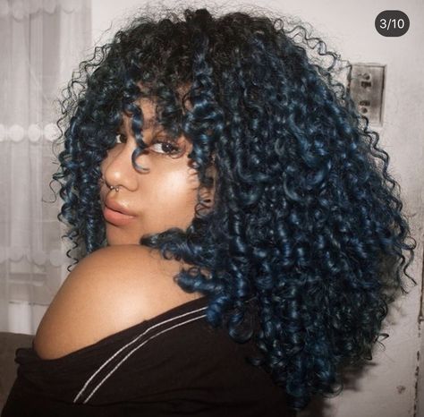 Long Curly Weave, Blue Curly Hair, Blue Afro, Different Hair Textures, Dyed Curly Hair, Curly Weave Hairstyles, Hair Regrowth Treatments, Colored Curly Hair, Dyed Natural Hair