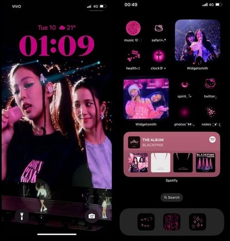 Blackpink Iphone Layout, Blackpink Homescreen Layout, Blackpink Phone Theme, Layouts Iphone, Blackpink Homescreen, Ios Customization, Born Pink Tour, Iphone Layouts, Hot Pink Wallpaper