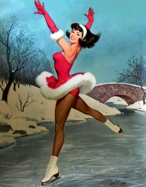 "Skating, anyone?" PinUp  -- Arthur Sarnoff Skating On Ice, Arthur Sarnoff, Ice Capades, Artist Girl, Arte Pin Up, Allentown Pa, Vintage Ice Skating, Pin Up Drawings, Pin Up Illustration