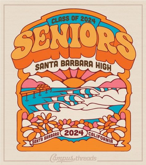 1124 Senior Class Retro Beach Shirt | High School Shirts Class Of 25 Posters, Senior Sunset Shirts, Senior T Shirts Ideas Design, Senior Shirt Designs, School Club Shirts, Senior Tshirts, Senior Sunset, Beach Shirt Design, Class Tshirts