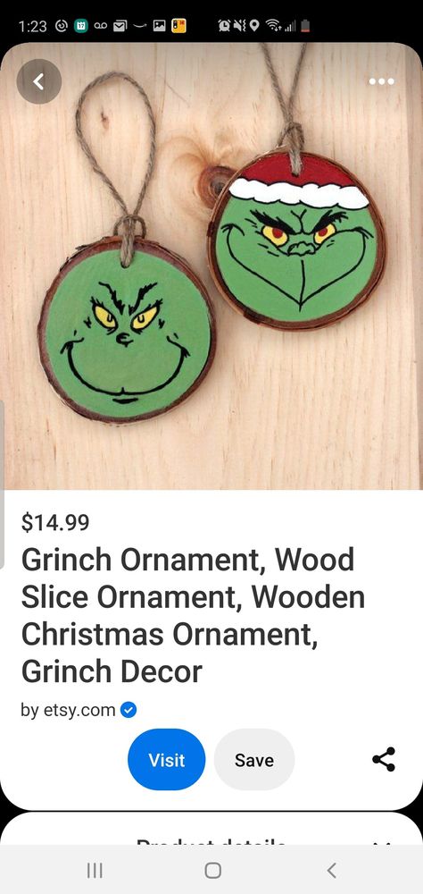 Grinch Wooden Ornaments, Diy Grinch, Grinch Stuff, Grinch Crafts, Grinch Christmas Decorations, Grinch Ornaments, Wood Slice Art, Diy Christmas Tree Ornaments, Ornament Ideas