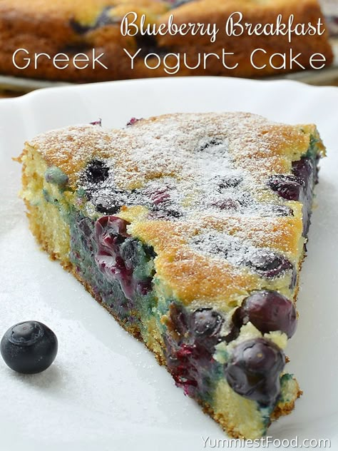 Breakfast Greek Yogurt, Greek Yogurt Cake, Yogurt Muffins, Greek Yogurt Recipes, Blueberry Breakfast, Blueberry Desserts, Yogurt Cake, Blueberry Pie, Blueberry Recipes