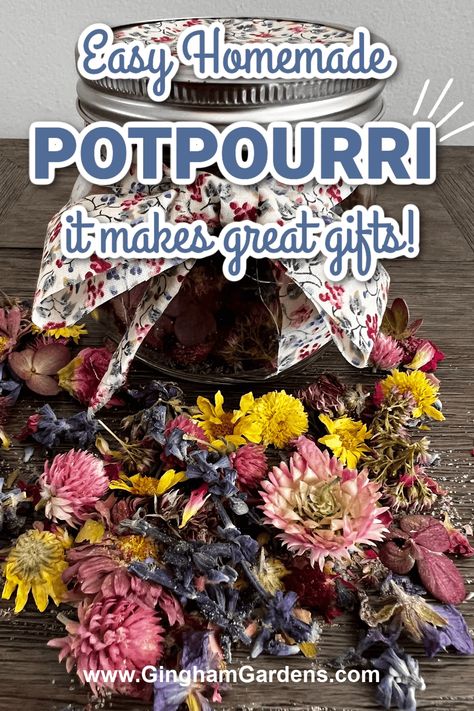 Unlock your garden's potential with a simple yet delightful DIY project. Learn how to dry fresh flowers and turn them into homemade potpourri, filling your home with lasting fragrances. This easy yet rewarding task can spark a new hobby and a charming way to recycle your blooms. This complete guide covers all the steps from drying your garden flowers to packaging your freshly made potpourri. An added benefit is homemade potpourri makes wonderful gifts. Homemade Pot Pourri, Homemade Potpourri Gifts, Potpourri Diy Gift, Make Potpourri, Potpourri Diy, How To Make Potpourri, Orchard Ideas, Herb Gifts, Dried Potpourri