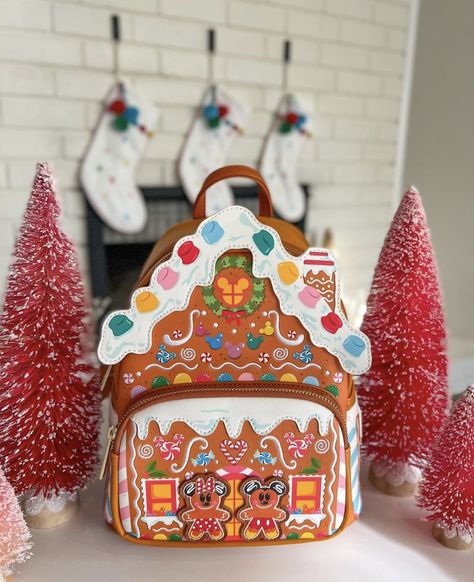 Gingerbread House Mini, Disney Gingerbread House, Disney Gingerbread, Loungefly Collection, Disney Bags Backpacks, Mini Gingerbread House, Gingerbread House Designs, Disney World Christmas, Disney 50th Anniversary