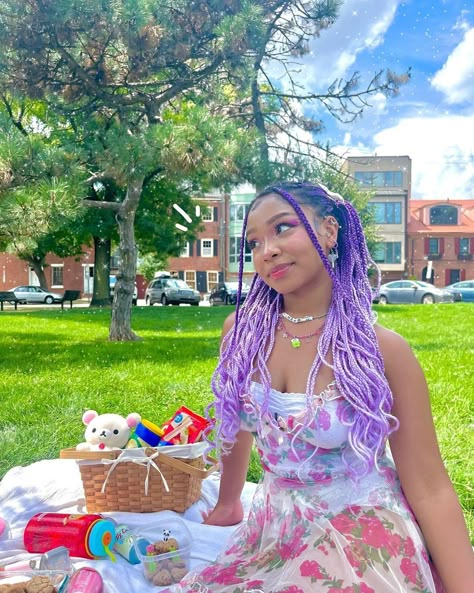 Philippines Outfits, Purple Braids, Oc Reference, Cute Box Braids, Unique Braids, Summer Braids, Concert Fit, Blonde Braids, Braids Hairstyles Pictures