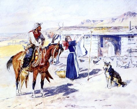 C. Russell Charles Marion Russell, Cowboy Artists, Easy Diy Paint, Western Artwork, Into The West, Western Paintings, Western Artist, Home On The Range, Cowboy Art