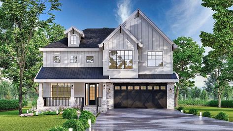 Modern Farmhouse Flooring, Buying House, Farmhouse Flooring, Backyard Office, House Plans And More, Living Modern, Architectural Styles, Craftsman House Plan, Farmhouse Plan