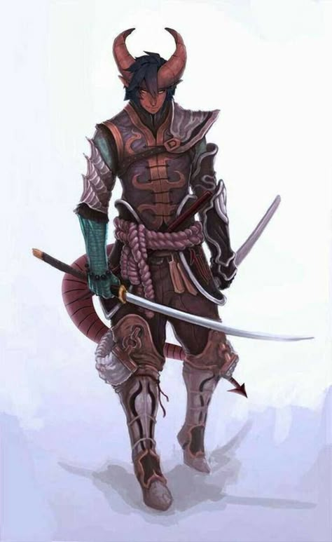 Tiefling fighter Samurai Rpg Character, Aasimar Rpg, Rpg Npc, Dnd Tiefling, Ronin Samurai, Heroic Fantasy, Samurai Art, Dungeons And Dragons Characters, Dnd Art