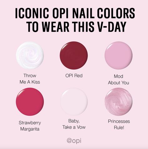 Opi Valentines Day Nails, Opi Valentines Colors, Opi Pinks Shades, Opi Pink Gel Polish Shades, Opi Pink Nail Polish Shades Gel, Opi Pink Nail Polish Shades, Opi Pink Nail Polish, Metallic Nail Colors, Pink Nails Opi