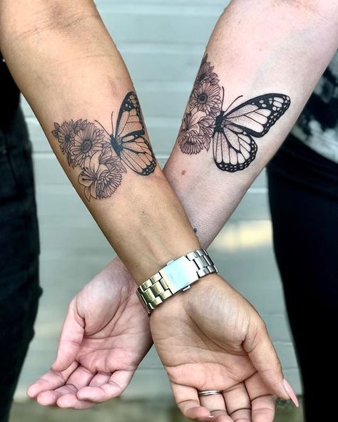 Butterflies Matching Tattoos For Couples, Tattoos For Couples, Matching Best Friend Tattoos, Daily Life Hacks, Matching Couple Tattoos, Matching Tattoo, Best Friend Tattoos, Friend Tattoos, Matching Tattoos