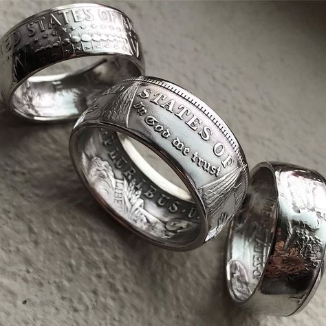 Ring Making Ideas, Coin Jewelry Diy, Diy Ring Making, Coin Ring Diy, Cincin Diy, Jewelry Making Ideas, Coin Rings, Rings Diy, Diy Ring