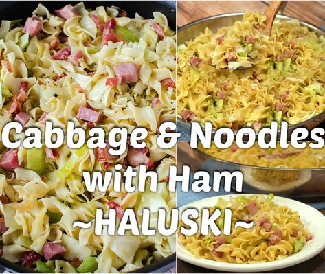 CABBAGE AND NOODLES with HAM | Cabbage & Noodles with Ham (Haluski).....is an easy and delicious meal that everyone will love! Full Recipe Here:... | By Incredible Recipes Ham And Cabbage Recipe, Ham Cabbage, Haluski Recipe, Cabbage Noodles, Ham And Cabbage, Fried Ham, Comfort Food Dinners, Easy Comfort Food Dinners, Cabbage Casserole Recipes