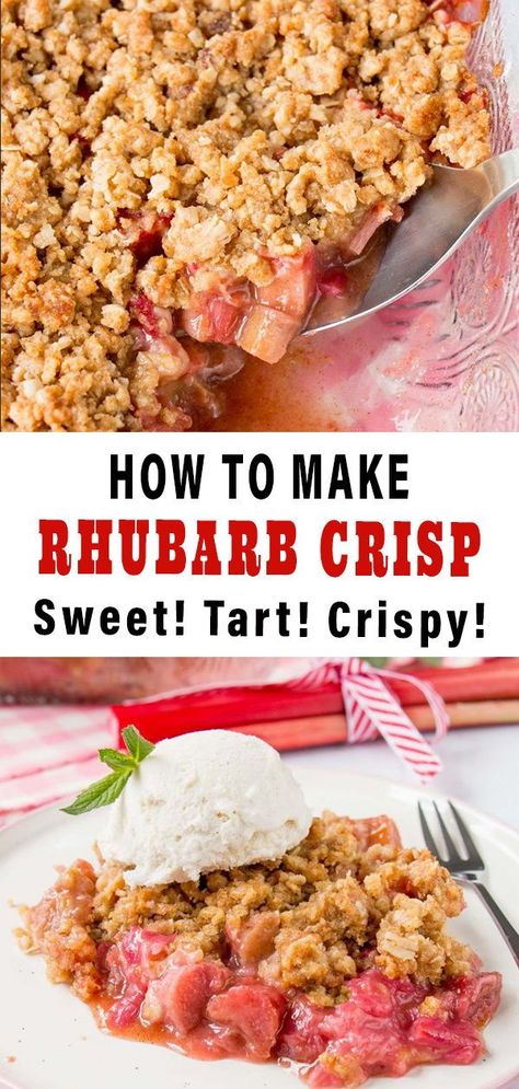 Easy Rhubarb Crisp, Rhubarb Filling, Rhubarb Crisp Recipe, Rhubarb Desserts Recipes, Strawberry Rhubarb Recipes, Rhubarb Crumble Recipes, Rhubarb Recipes Crisp, Rhubarb Bread, Rhubarb Desserts