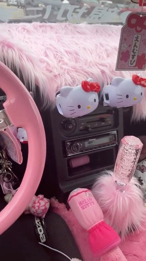 Fairy Baddie, Hello Kitty Decor, Hello Kitty Decorations, Pink Car Accessories, Kitty Aesthetic, Aesthetic Disney, Hello Kitty Car, Girly Car Accessories, Car Deco