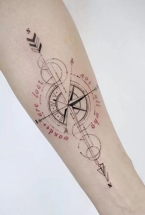 20+ Unique Compass Rose Tattoo Ideas Compass Tattoos Arm, Rose Tattoo Placement, Hobbit Tattoo, Arrow Compass Tattoo, Feminine Compass Tattoo, Compass Tattoo Meaning, Natur Tattoo Arm, Simple Compass Tattoo, Geometric Compass