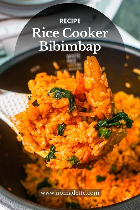 One Pot Bibimbap, Basmati Rice Rice Cooker, Cooking In A Rice Cooker, Bibimbap Meal Prep, Rice Cooker Jambalaya, Rice Cooker Kimchi Fried Rice, Rice Cooker Bibimbap, Tatung Rice Cooker Recipe, Congee In Rice Cooker