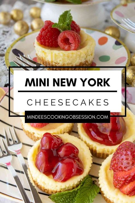 Individual Baked Cheesecakes, Best Baked Cheesecake Recipe, Mini Baked Cheesecakes, Mini New York Cheesecake, Individual Cheesecake Recipes, Philadelphia Mini Cheesecakes, New York Baked Cheesecake, Mini No Bake Cheesecake, New York Cheesecake Recipe