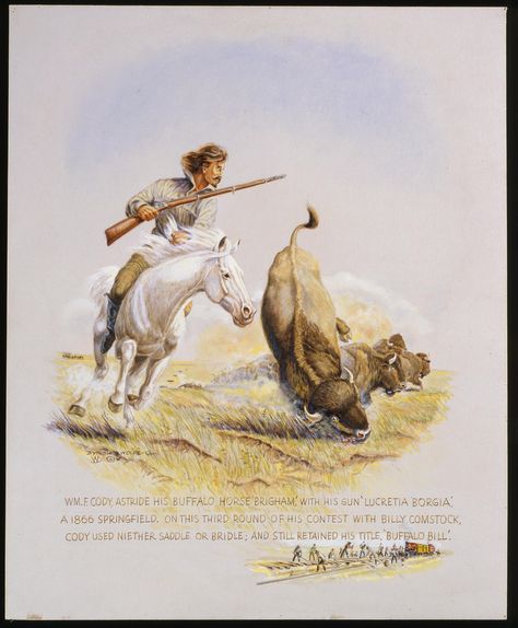 Lucretia goes hunting buffalo Charles Marion Russell, Cowboy Artists, Texas Cowboys, Buffalo Bill, Cowboy Art, Oil Painting Reproductions, Mountain Man, American West, Painting Reproductions