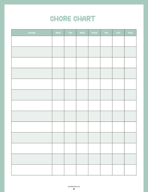 Chore chart for kids with columns for days of the week and rows for listing different tasks. Family Chore Chart Printable Free, Weekly Chore Chart, Free Printable Chore Charts, Weekly Tasks, Weekly Chore Charts, Kids Chore Chart, Chore Chart For Kids, Chore Chart Template, Family Chore Charts