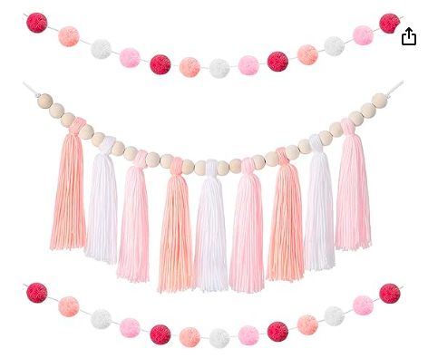 Pastel Tassel Banner with Wood Beads and 2 Pieces Colorful Pom Pom Balls Garlands for School Classroom Baby Shower Party Supplies (Vivid Colors) As an Amazon Associate I earn from qualifying purchases. Boho Tassel Garland, Tassel Banner, Tassel Wall Hanging, Thanksgiving Classroom, Tassel Wall, Pom Pom Flowers, Ball Garland, Baby Shower Supplies, Felt Ball Garland