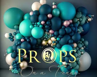 Propsonapenny - Etsy Teal Photo Backdrop, Teal Balloon Garland, 2023 Cocktails, Teal Party Decorations, Teal Backdrop, Teal Balloons, Balloon Inspiration, Teal Party, Event Balloons