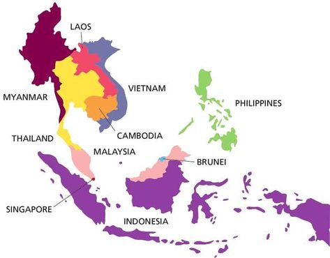 Peta Asean, Purple Ombre Wallpaper, Asean Countries, Peta Asia, Laos Vietnam, Sejarah Asia, Business Development Strategy, Full Moon Party, Asia Map