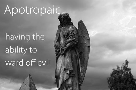 Apotropaic: (adj) supposedly having the ability to ward off evil influences or bad luck (OED) Apotropaic Magic, Power Abilities, Unique Words Definitions, Uncommon Words, Word Nerd, Weird Words, Unusual Words, Rare Words, Word Definitions