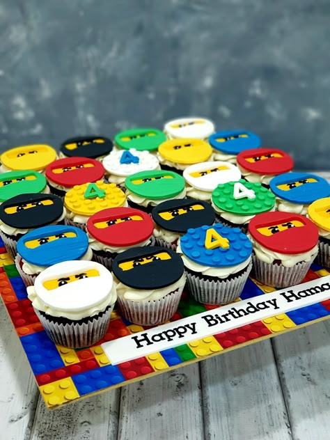 Ninja Go Cake, Ninjago Birthday Cake, Ninja Cupcake Ideas, Ninjago Birthday Cupcakes, Ninjago Cupcakes, Ninjago Cake, Lego Ninjago Cupcakes, Ninjago Cupcake Cake, Boys Birthday Cakes Easy