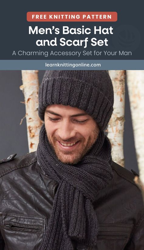 Scarves For Men Knitted, Scarf Pattern For Men, Men Scarf Knitting Pattern, Knitted Gifts For Men, Mens Hat Knitting Pattern, Mens Hat Pattern, Mens Knit Beanie, Knitting Space, Winter Knitting Patterns