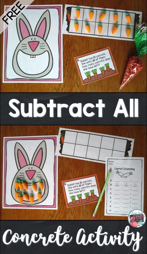 How to Start Teaching Subtract All and Subtract None - Just Ask Judy Easter Subtraction Kindergarten Free, Maths Preschool, Kindergarten Easter, Kindergarten March, April Ideas, Easter Kindergarten, Subtraction Kindergarten, Easter Math, Spring Kindergarten