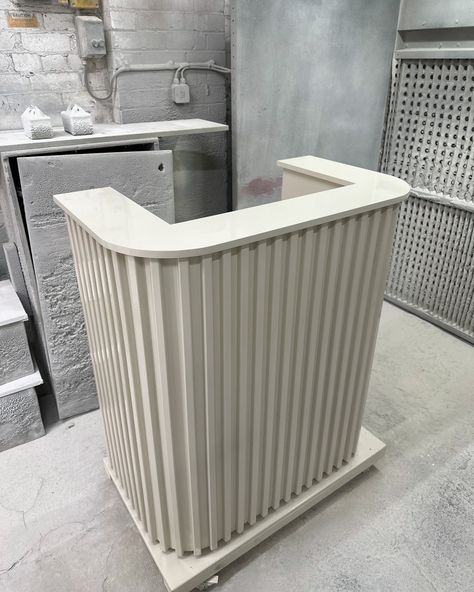 Reception desks 🤍🩶 #receptiondesk #salondecor #saloninspo Farrow Ball Shaded White, Nail Desk, Custom Grill, Reception Desks, Small Hallways, Handmade Uk, Radiator Cover, Salon Decor, Reception Desk