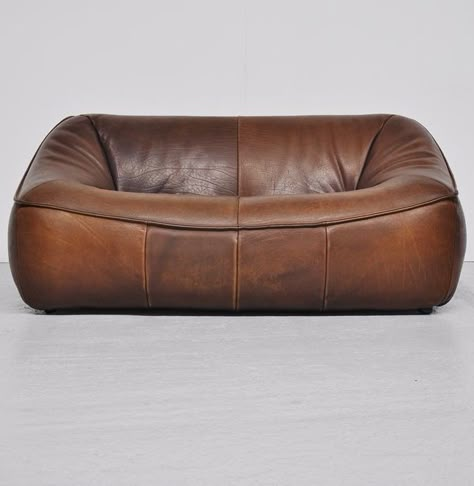 Gerard Van Den Berg; Leather 'Ringo' Sofa for Montis, 1970s. Leather Bean Bag, Vintage Bank, Leather Couch, Furniture Inspiration, Interior Furniture, Decoration Design, Living Room Sets, Autocad, Sofa Set