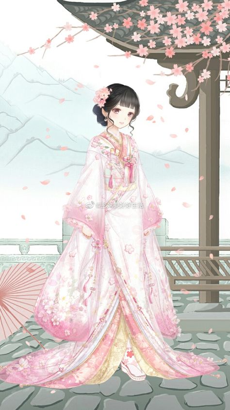 Chinese Cherry Blossom, Japanese Wedding Kimono, Bride Kimono, Japanese Princess, Cherry Blossom Dress, Anime Reference, Cherry Blossom Japan, Anime Wedding, Traditional Japanese Kimono