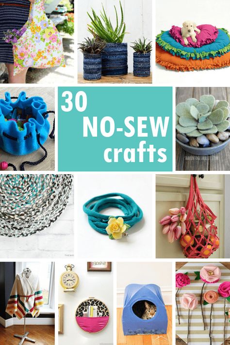 Looking for awesome HOMEMADE HOLIDAY GIFT IDEAS?? A roundup of 30 no-sew crafts including accessories, home decor, and toys. #NoSew #Crafts #NoSewCrafts Homemade Holiday Gift Ideas, No Sew Fabric Crafts, No Sew Crafts, No Sew Projects, Sew Crafts, Homemade Holiday Gifts, Fabric Crafts Diy, Crafts For Teens To Make, Diy Fabric Crafts