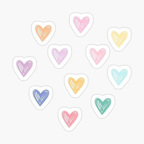 Pastel Stickers Printable, Heart Stickers Aesthetic, Cute Pastel Stickers, Cute Heart Stickers, Pastel Stickers, Sticker Heart, Pastel Heart, Sticker Design Inspiration, Baby Art Projects