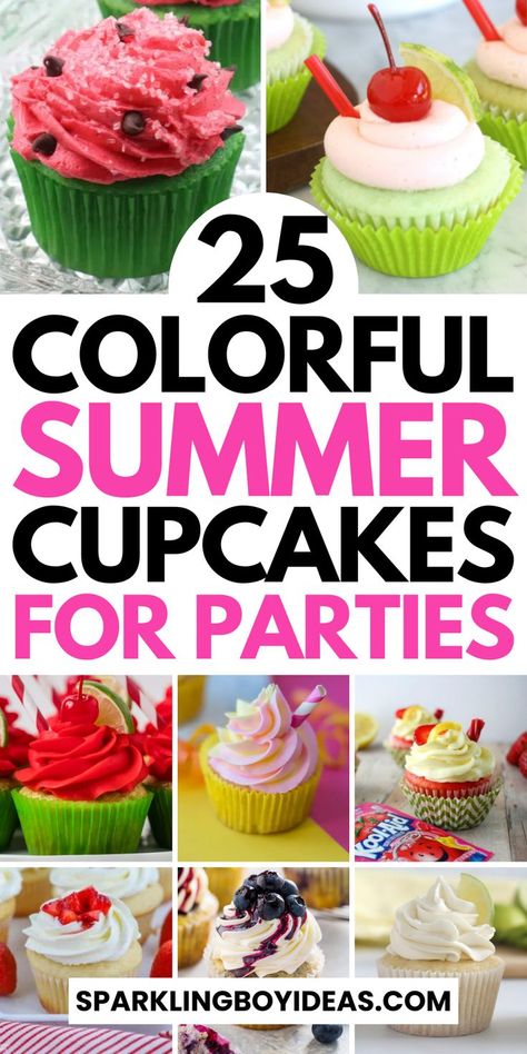 Looking for summer desserts then dive into the season with our summer cupcakes. Explore summer treats for easy lemon cupcakes, tropical coconut cupcakes berry cupcakes, and other summer cupcakes recipes. Whether you're hosting a summer party or looking for a fun summer baking project, we've them all. Discover the joy of making vibrant, fruit-filled cupcakes, like mango passionfruit, strawberry shortcake, and lemonade cupcakes guaranteed to be a hit at your next summer outdoor parties! Summer Cupcake Ideas, Summer Themed Cupcakes, Summer Cupcake, Beach Theme Cupcakes, Strawberry Lemonade Cupcakes, Sundae Cupcakes, Summer Cupcakes, Lemon Cupcakes, Easy Summer Desserts