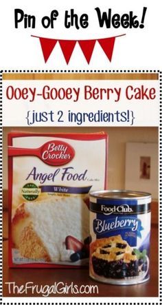 Blueberry Angel Food Cake, Two Ingredient Cakes, Two Ingredient Desserts, 2 Ingredient Cakes, 2 Ingredient Desserts, Angel Food Cake Desserts, Blueberry Dump Cakes, 2 Ingredient Recipes, Angel Food Cake Mix Recipes