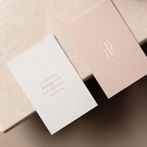 Light blush pink, elegant, and sophisticated — this beauty branding and logo design is inspired by timeless design and the modern woman. Brandmark inspiration, monogram inspiration, and business card mockup. Click through for more inspo! #logodesigner #graphicdesign #beautybranding Monogram Inspiration, Jenna Kutcher, Beauty Branding, Light Blush Pink, Business Card Mockup, Stationery Packaging, Beautiful Logos, Card Mockup, Ted Talks