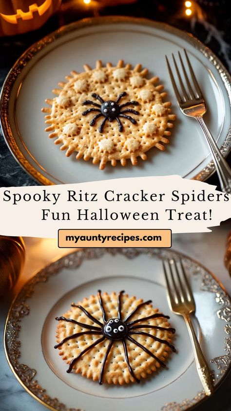 Make Halloween memorable with our Fun Spooky Ritz Cracker Spiders! These adorable snacks feature cream cheese and olives, cleverly layered on Ritz crackers to create spooky spider shapes. They’re easy to assemble and perfect for kids and adults alike. Add them to your Halloween snack table for a delightful treat that will thrill your guests. Get creative and enjoy the spooky fun with these charming bites! Cream Cheese And Olives, Halloween Snack Table, Spiders For Halloween, Cheese And Olives, Fun Halloween Treats, Ritz Cracker, Halloween Snack, Pretzel Twists, Party Spread