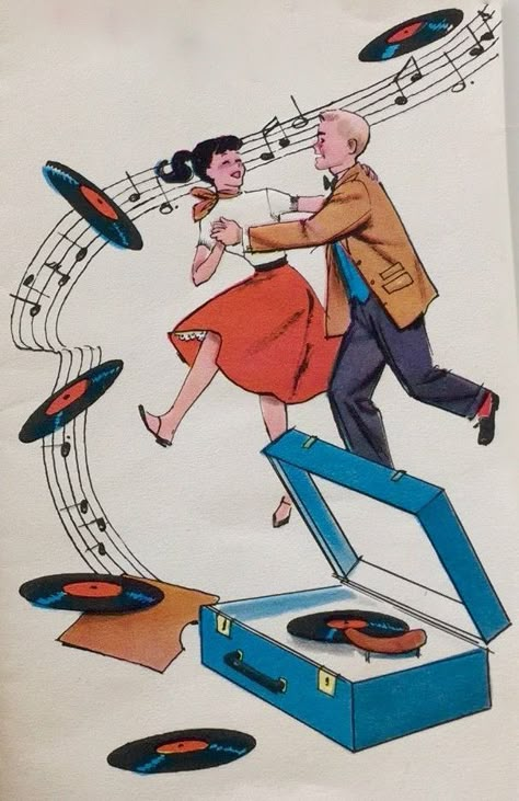 50s Dancing, Dance Flyer, 50s Art, Swinging 60s, Dancing Drawings, Jitterbug, Music Drawings, Lindy Hop, Music Illustration