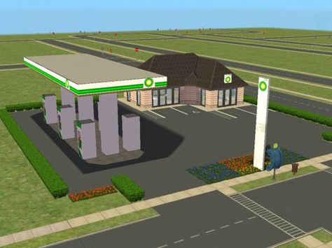 Bp Gas Station, English Town, Ts2 Cc, Custom Hot Wheels, Sims 1, Sims 4 Build, Service Station, Anatomy Reference, Custom Content