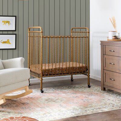 Bassinet In Small Bedroom, Brass Baby Crib, Namesake Crib, Mini Crib Nursery Small Spaces, Gold Crib Nursery, Brass Crib, 3 In 1 Crib, Vintage Baby Cribs, Antique Crib