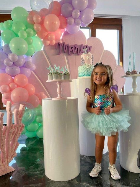 1st Birthday Mermaid, Mermaid Birthday Outfit, Princess First Birthday, Ariel Birthday Party, Mermaid Tutu, 2nd Birthday Party For Girl, Mermaid Birthday Party Decorations, Mermaid Theme Birthday Party, Ariel Birthday