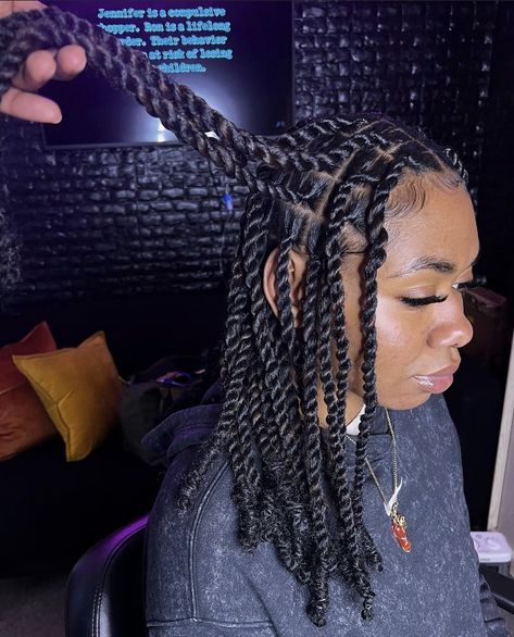 Invisible Two Strand Twist, Invisible Locs Hairstyle Long, Two Strand Twist Added Hair, Invisible Locs Twist Long, Two Strand Twist With Braiding Hair, Long Two Strand Twist, Fulani Twists, Invisible Locks, Large Braids