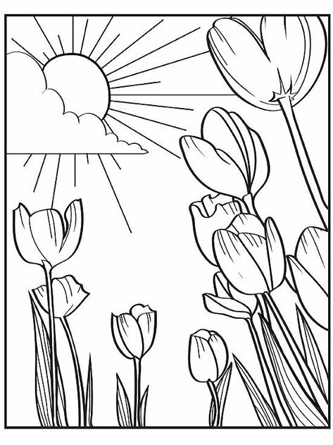 Field of Tulips-1357331097470.xml Spring Coloring Sheets, Flowers Coloring Pages, Coloring Contest, Flowers Coloring, Spring Coloring Pages, Summer Coloring Pages, Easter Coloring Pages, Easy Coloring Pages, Flower Coloring Pages