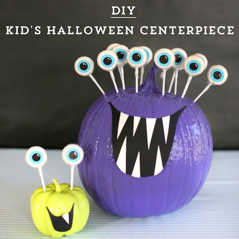 Monster Centerpieces, Stay Up Late, Hallowen Ideas, Heavy Haul, Halloween Pumpkin Designs, Monster Birthday Parties, Painted Pumpkin, Halloween Centerpiece, Easy Halloween Crafts