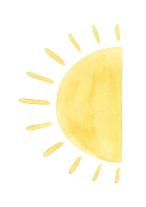 Sun White Background, Sunshine Birthday Cakes, Sunshine Watercolor, Sun Watercolor, Sunshine Birthday, Baby Illustration, Baby Art, Art Plastique, Girl's Room