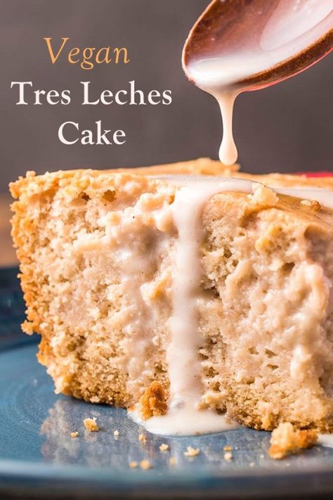 Vegan Tres Leches Cake Recipe (Dairy-Free & Egg-Free) Vegan Recipes Using Aquafaba, Vegan Tres Leches Cake Recipe, Vegan Tres Leches Cake, Aquafaba Recipes, Sweetened Condensed Milk Recipes, Tres Leches Cake Recipe, Leches Cake, Condensed Milk Recipes, Vegan Cakes