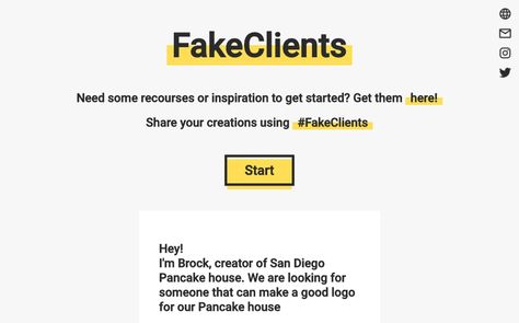 FakeClients - Product Hunt Graphic Design Prompts, Graphic Design Activities, Design Prompts, Graphic Design Clients, Create Logo Design, Best Landing Page Design, Web Design Ux Ui, Landing Page Design Inspiration, Design Business Logo