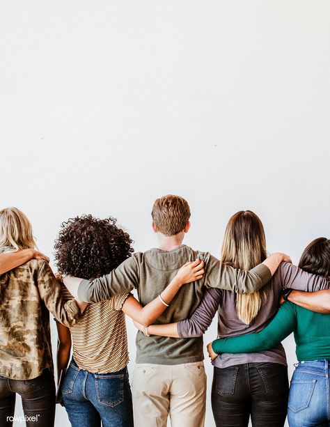 Rearview of diverse people hugging each other | premium image by rawpixel.com / McKinsey #picture #photography #inspiration #photo #art Galactik Football, Easy People Drawings, People Holding Hands, People Hugging, Friends Hugging, Blank Poster, Diverse People, Team Success, Hands In The Air